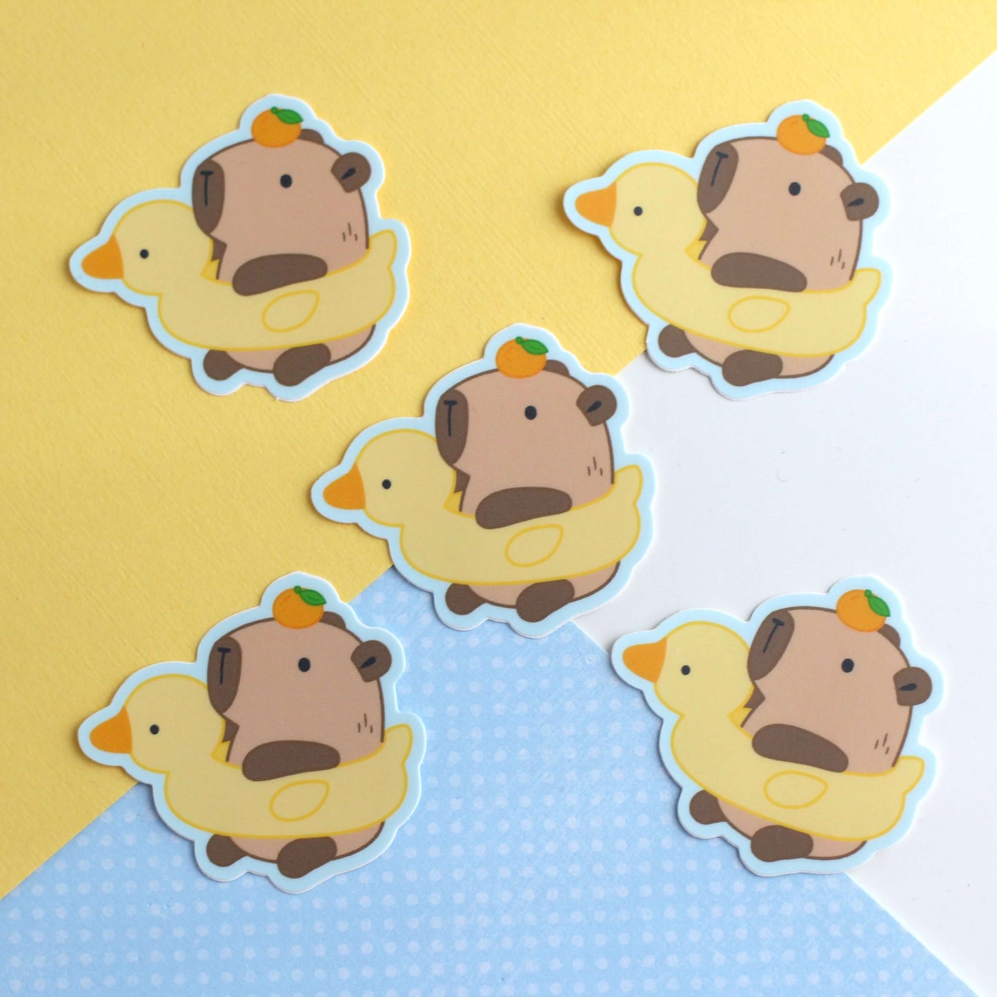 Capybara in Duck Floatie Vinyl Sticker
