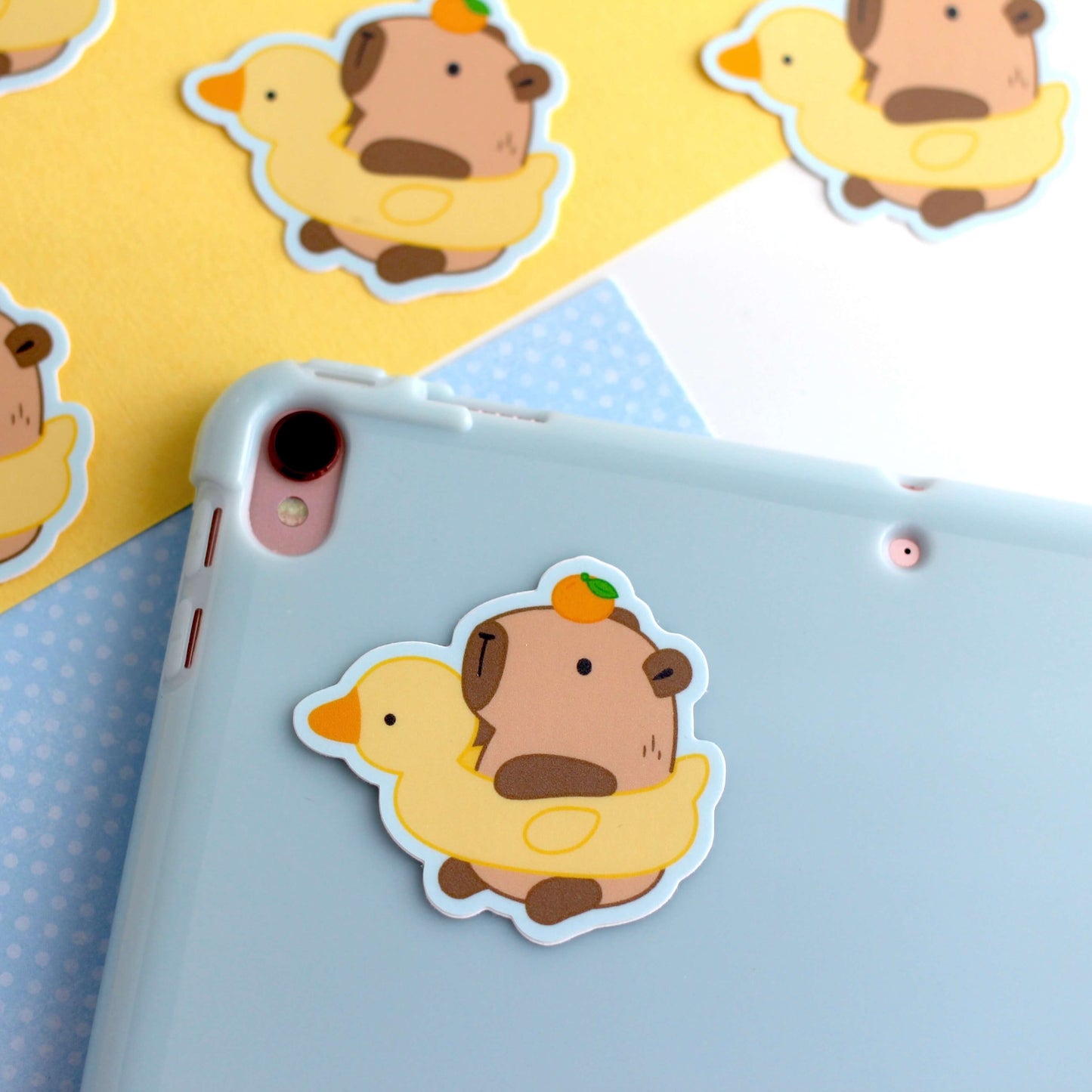 Capybara in Duck Floatie Vinyl Sticker