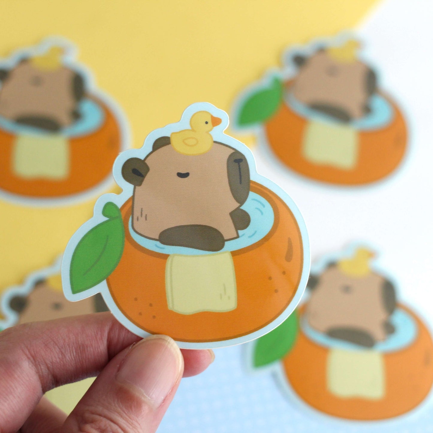 Capybara in an Orange Bath Vinyl Sticker