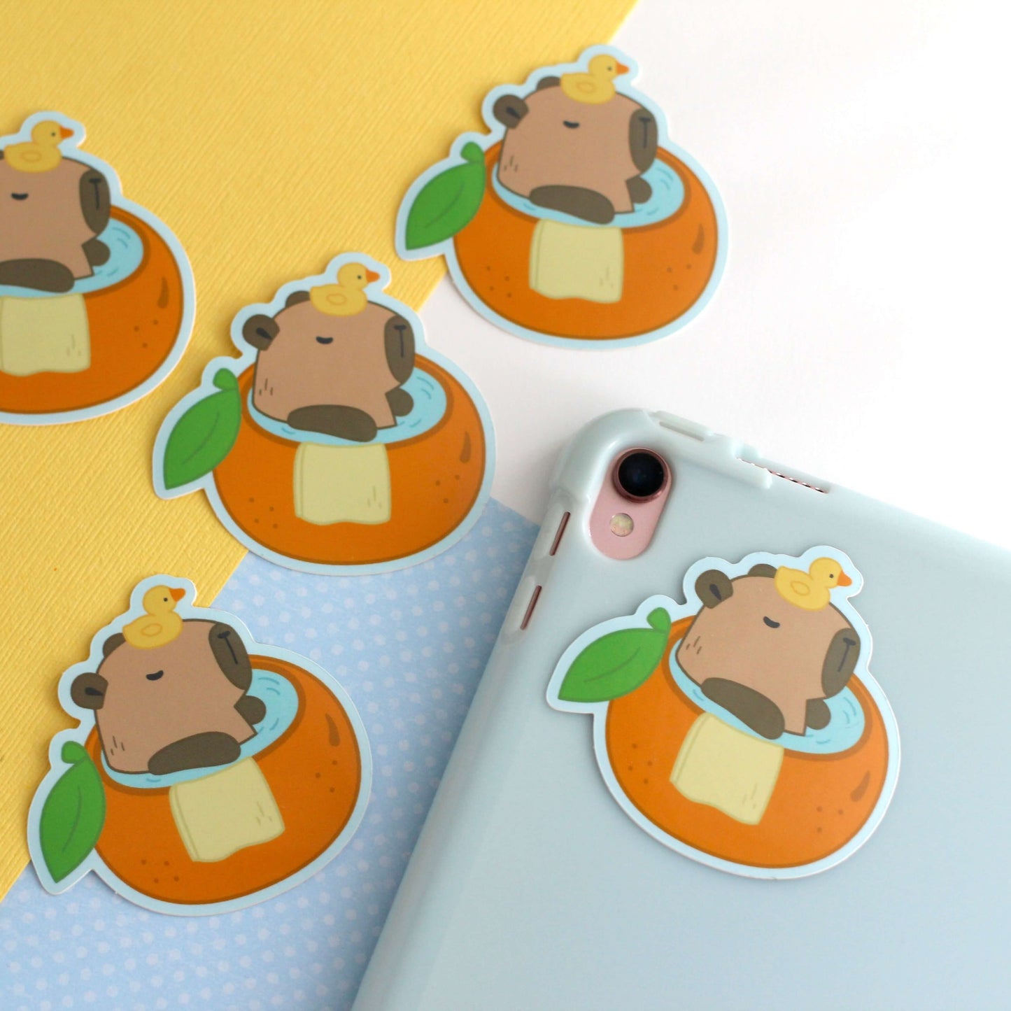 Capybara in an Orange Bath Vinyl Sticker