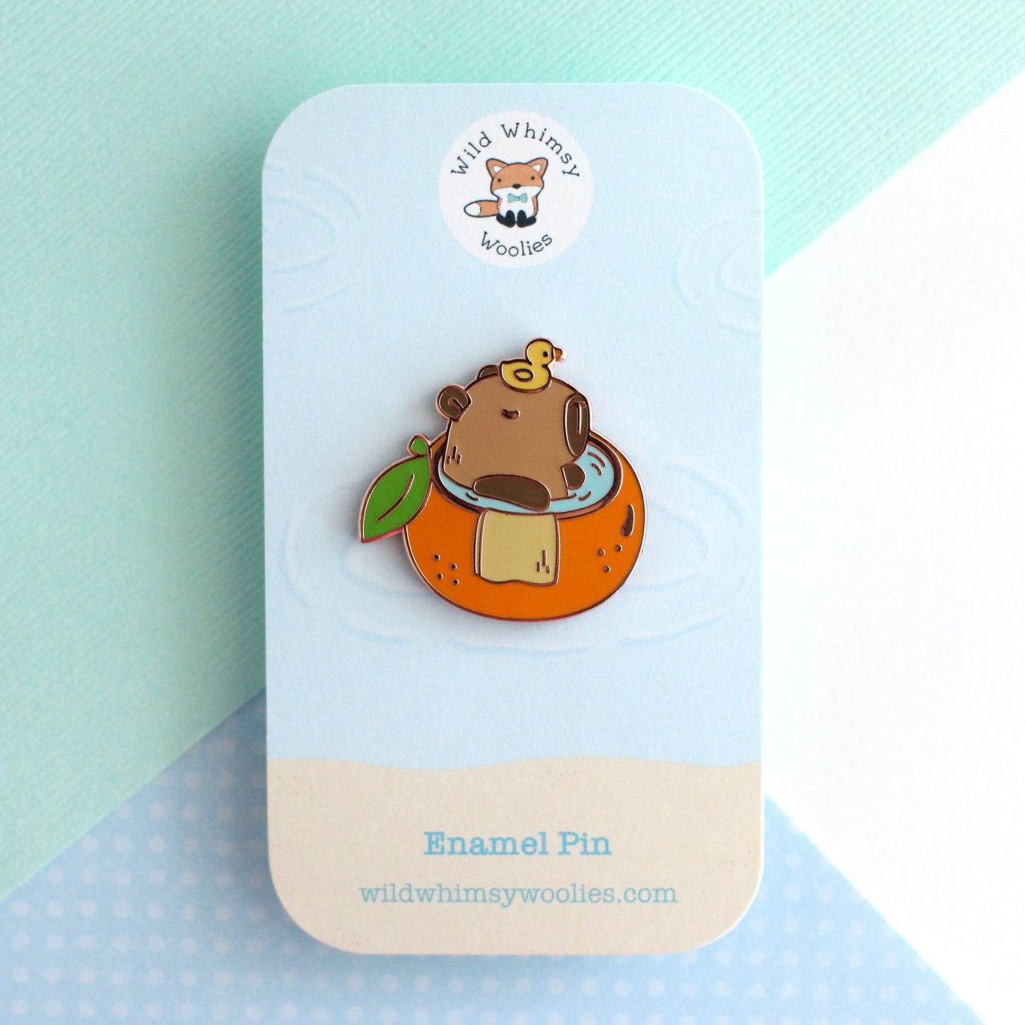 Capybara in Orange Bathtub Enamel Pin
