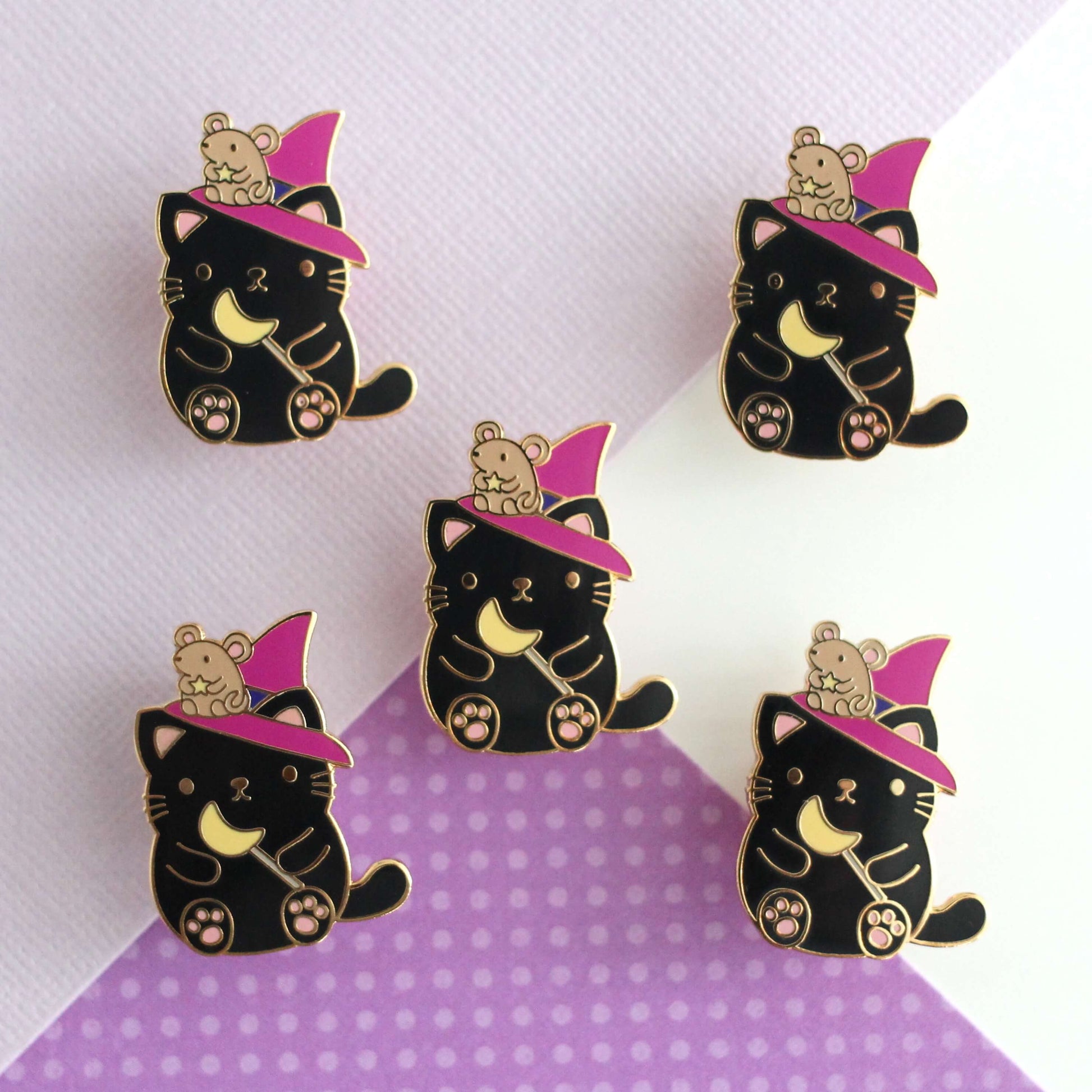 Wild Whimsy Woolies Bicolour Cat Enamel Pin Set. Cute Cat Gift