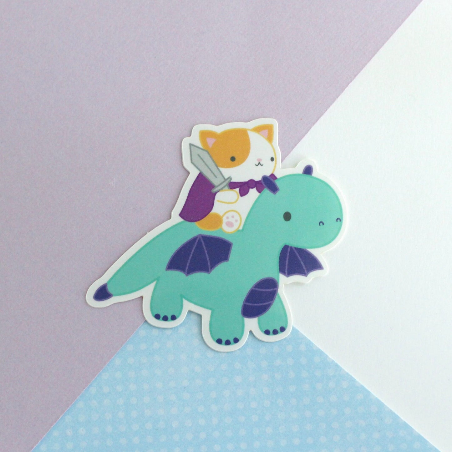 Orange Cat and Dragon Vinyl Sticker - Dragon Decal