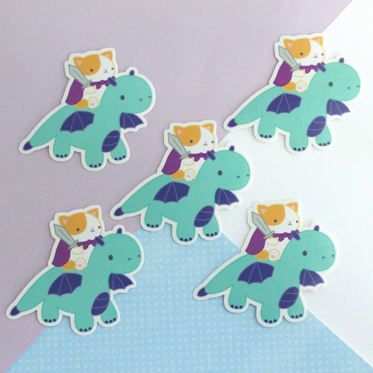Orange Cat and Dragon Vinyl Sticker - Dragon Decal