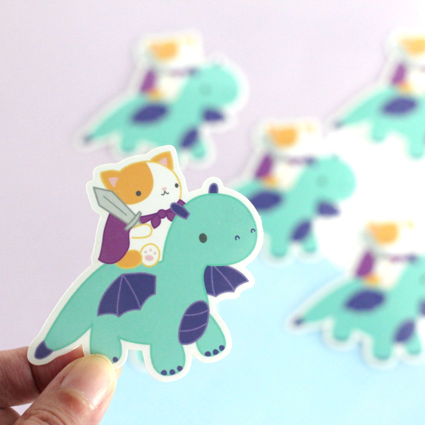 Orange Cat and Dragon Vinyl Sticker - Dragon Decal