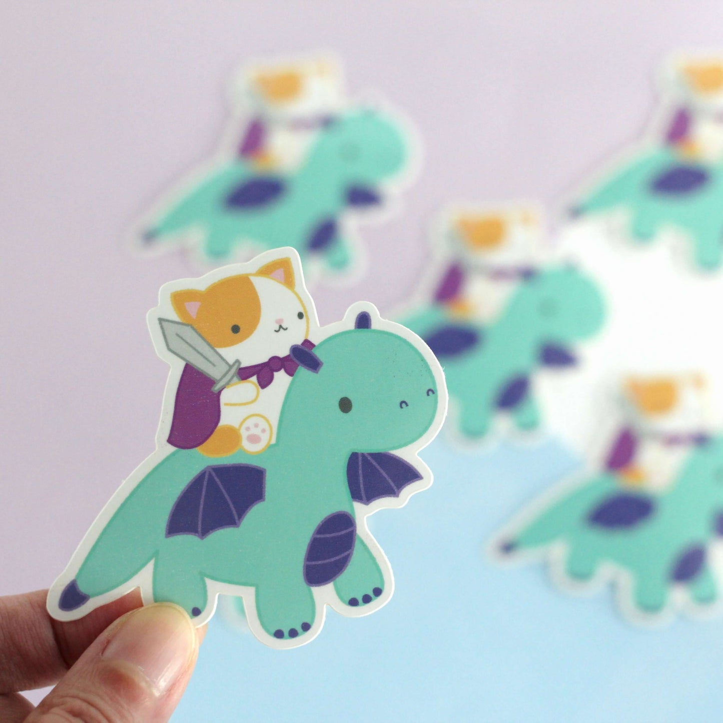 Orange Cat and Dragon Vinyl Sticker - Dragon Decal