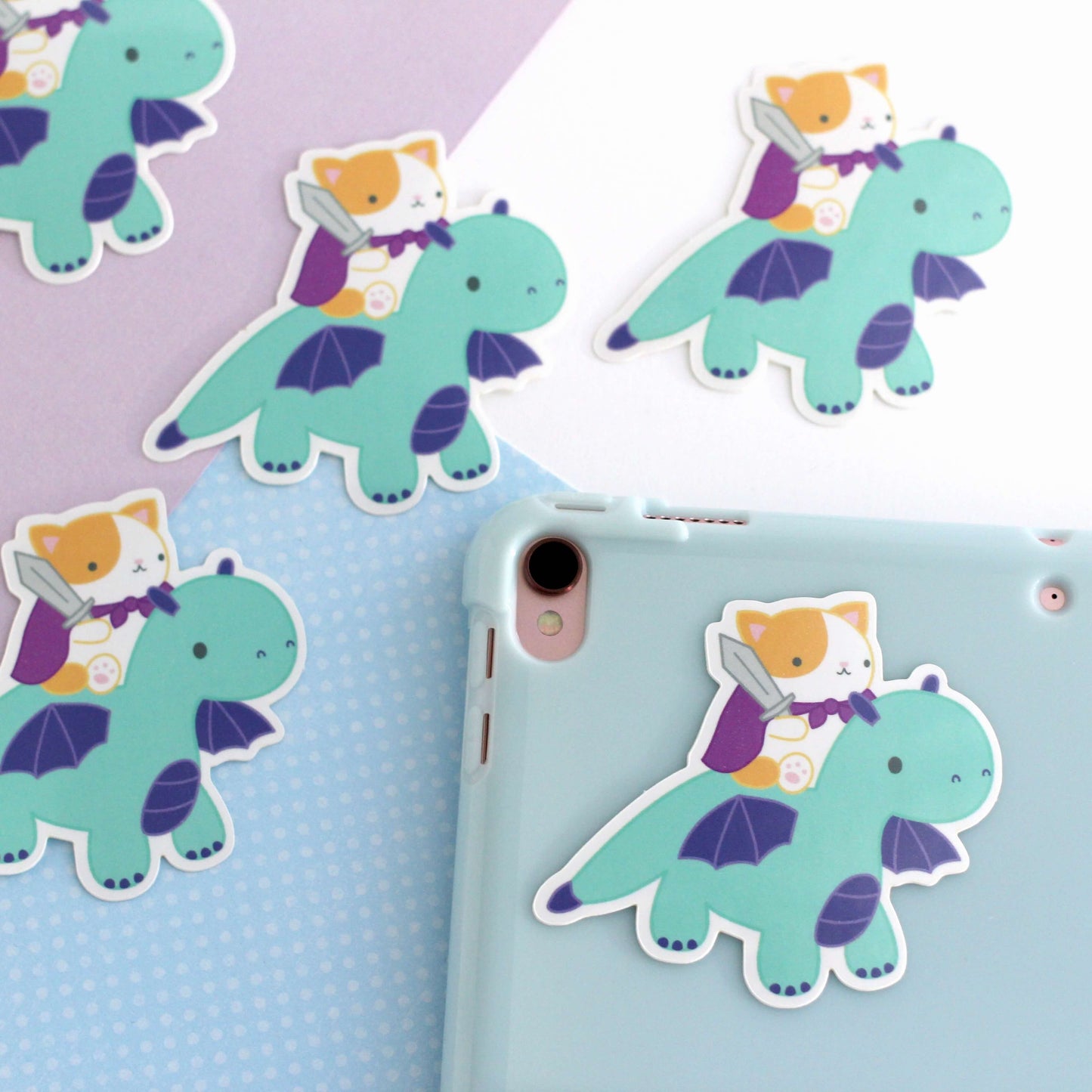 Orange Cat and Dragon Vinyl Sticker - Dragon Decal