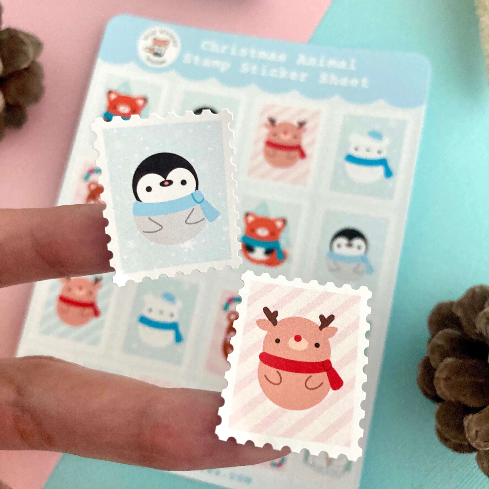 Christmas Animal Stamp Sticker Sheet