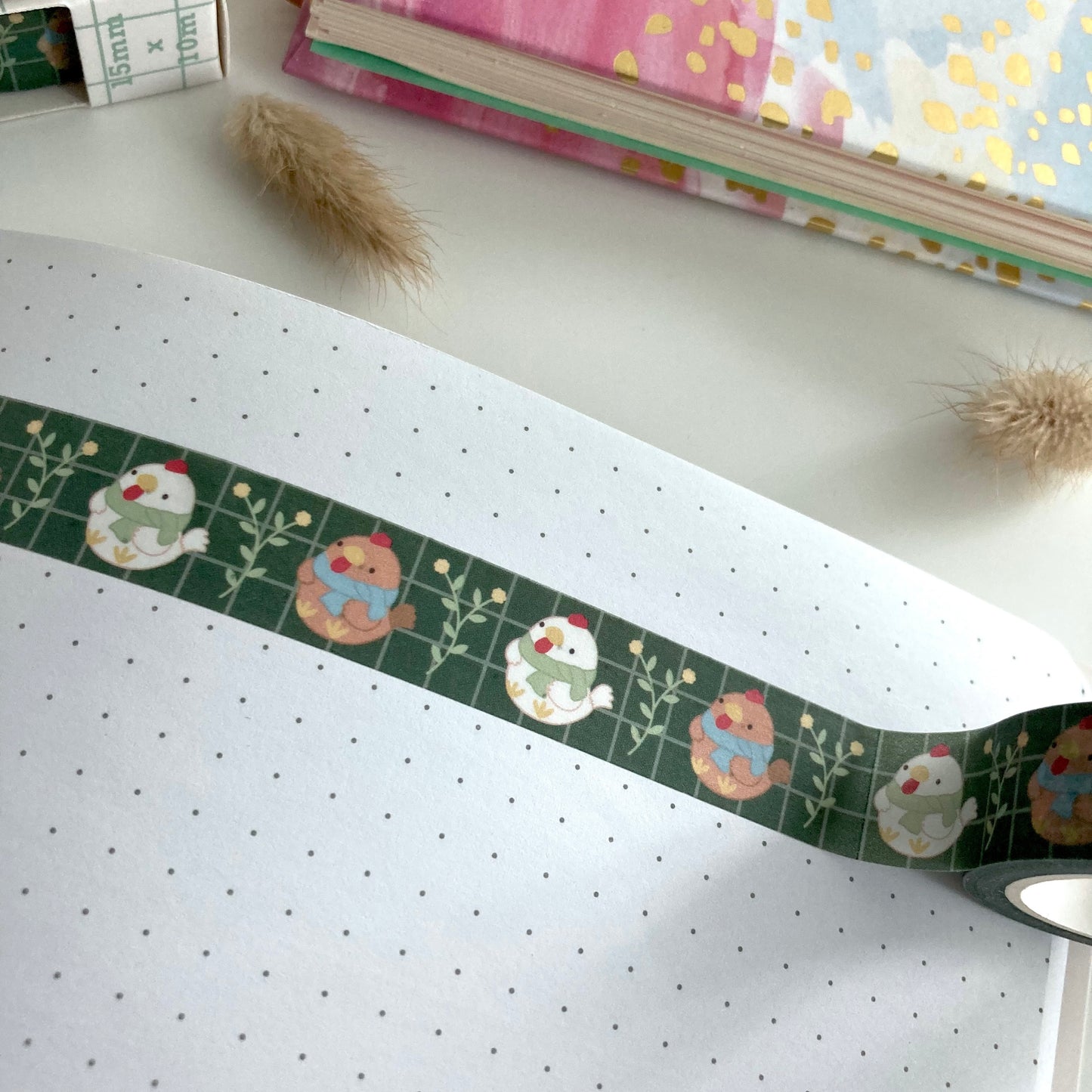 Cozy Chickens with Scarves Washi Tape - Fall and Winter Decorative Tape