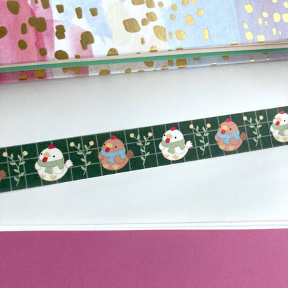 Cozy Chickens with Scarves Washi Tape - Fall and Winter Decorative Tape