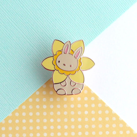 Daffodil Bunny Rabbit Enamel Pin - Bunny Lover Gift