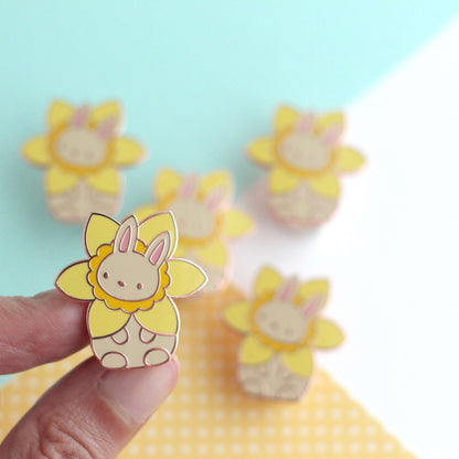 Daffodil Bunny Rabbit Enamel Pin - Bunny Lover Gift