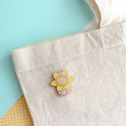 Daffodil Bunny Rabbit Enamel Pin - Bunny Lover Gift
