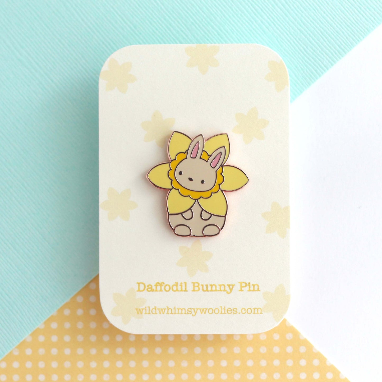 Daffodil Bunny Rabbit Enamel Pin - Bunny Lover Gift