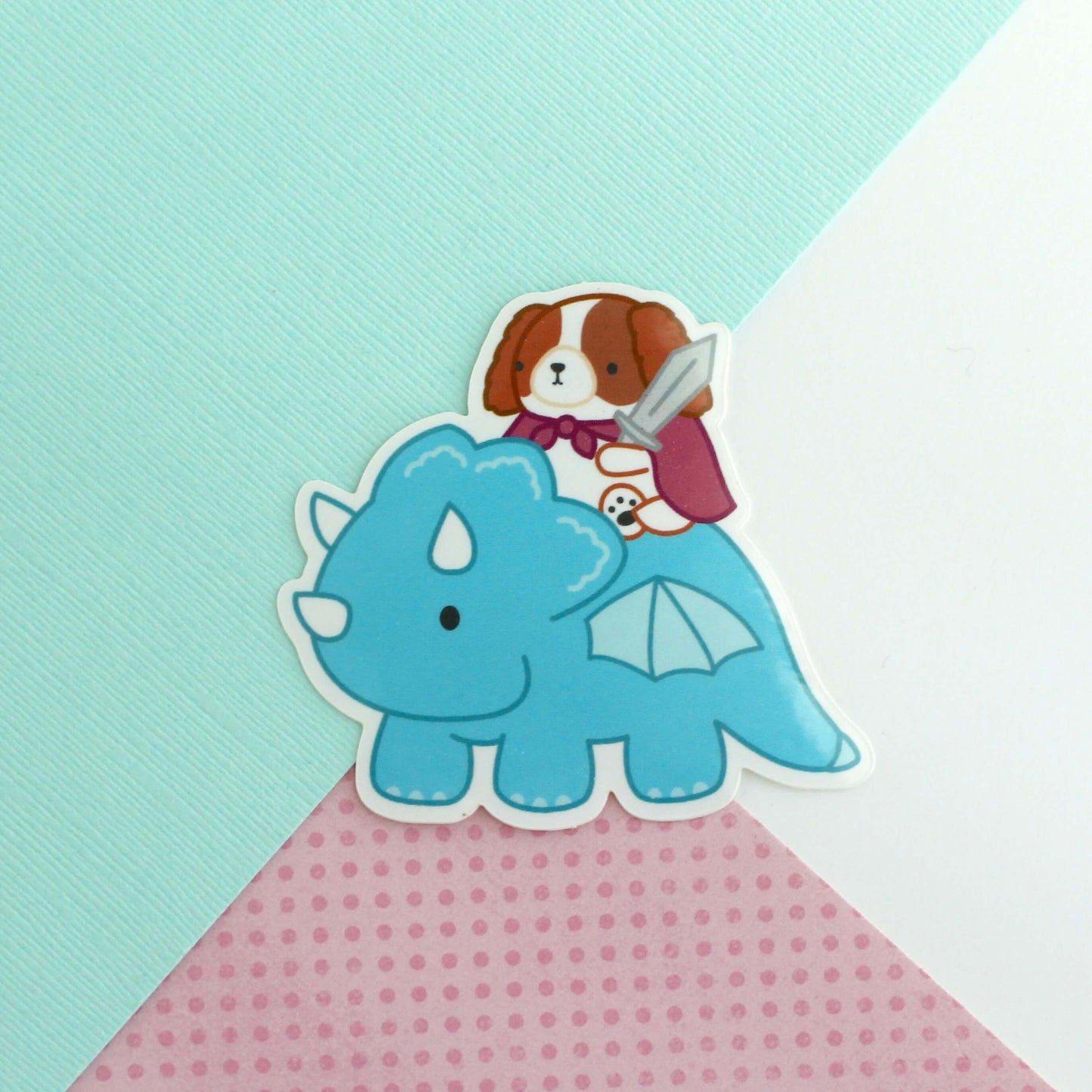 Cavalier King Charles Spaniel Dog Riding Dragon Sticker