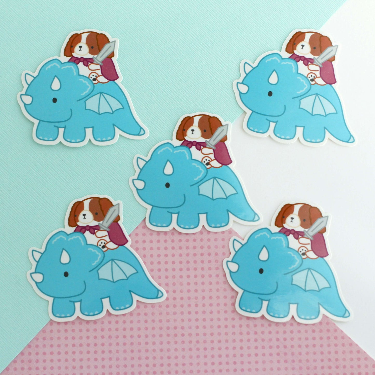 Cavalier King Charles Spaniel Dog Riding Dragon Sticker