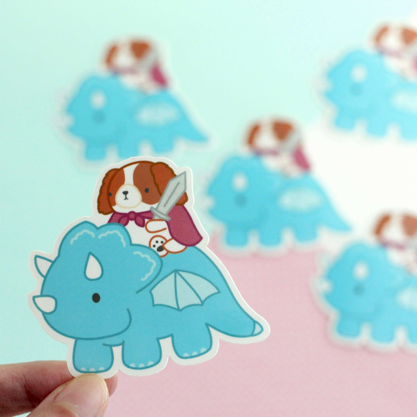 Cavalier King Charles Spaniel Dog Riding Dragon Sticker