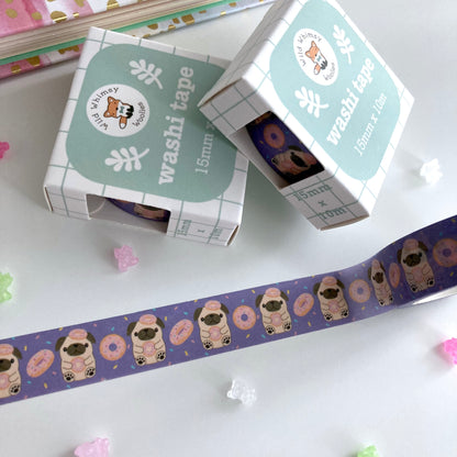 Donut Pug Washi Tape - Dog Lover Gift