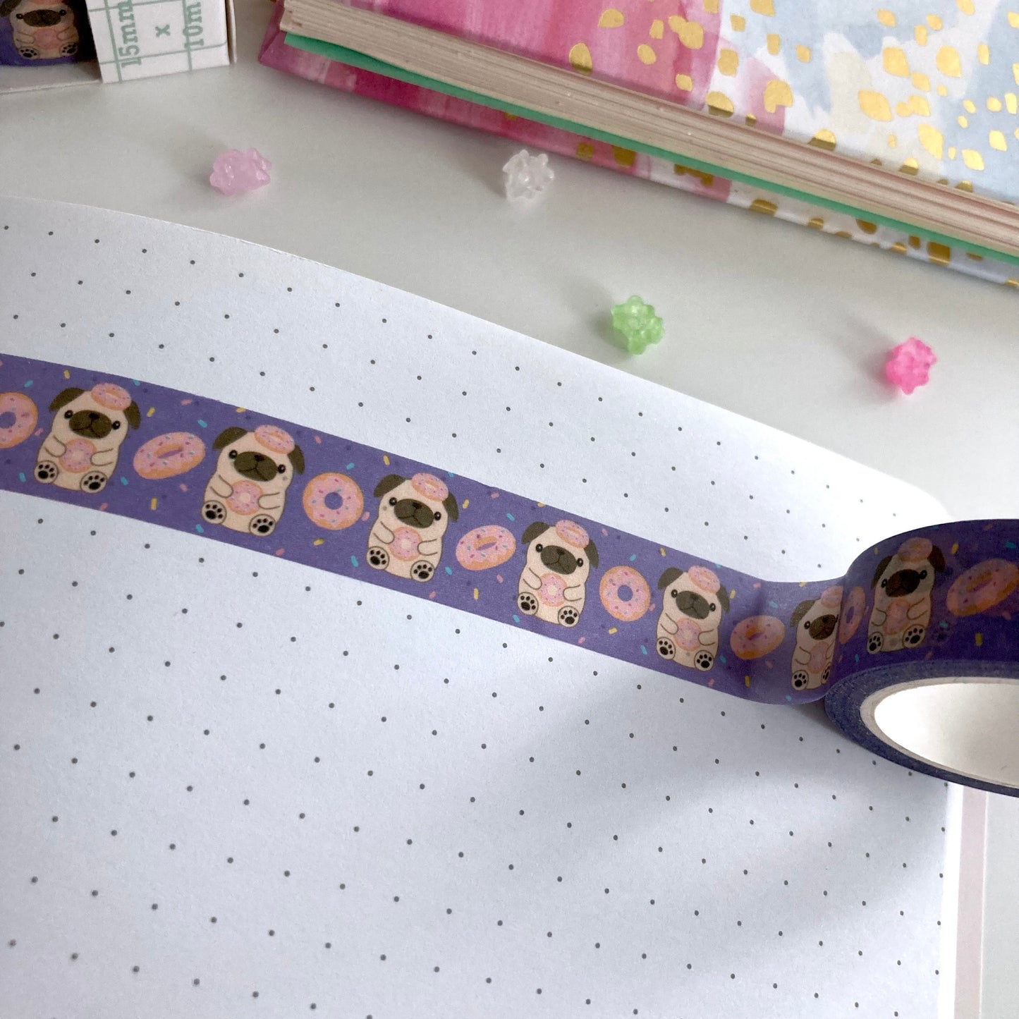 Donut Pug Washi Tape - Dog Lover Gift