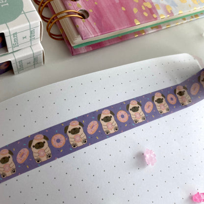 Donut Pug Washi Tape - Dog Lover Gift