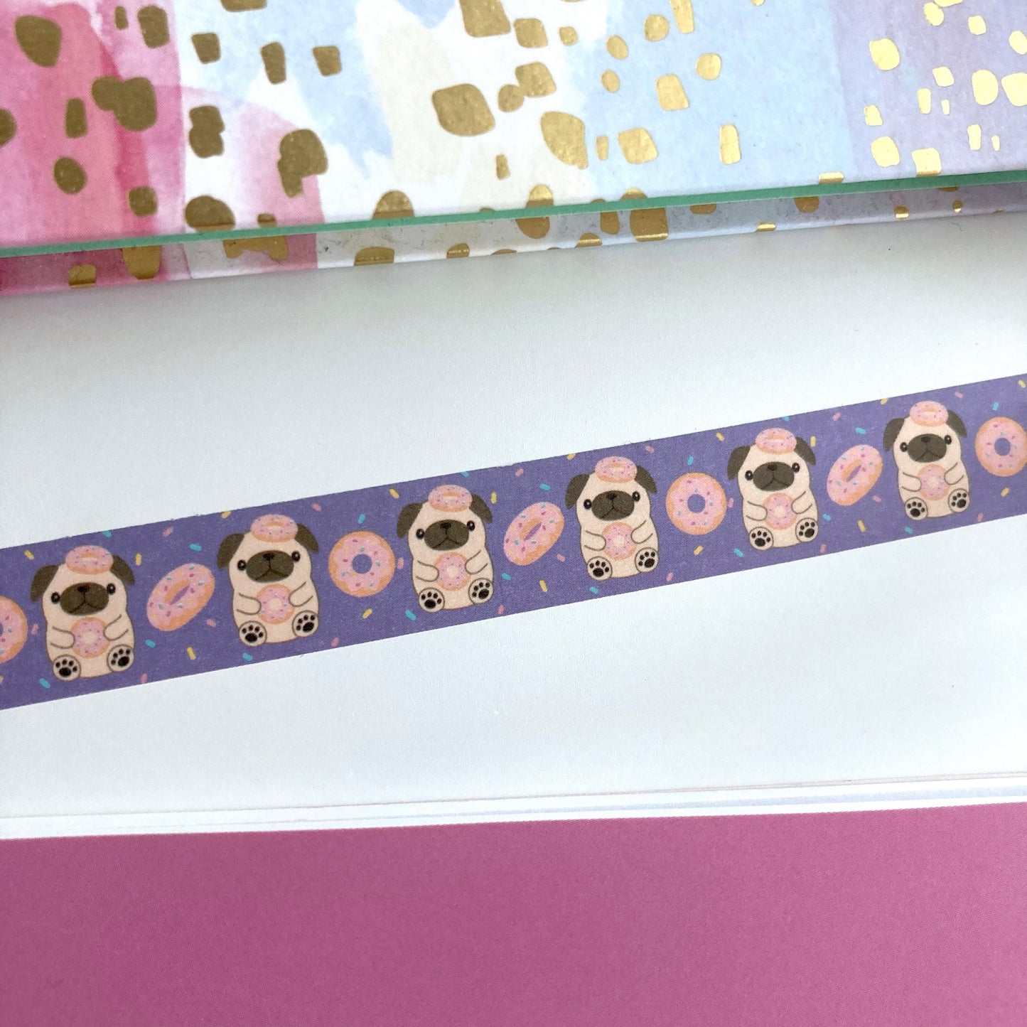 Donut Pug Washi Tape - Dog Lover Gift