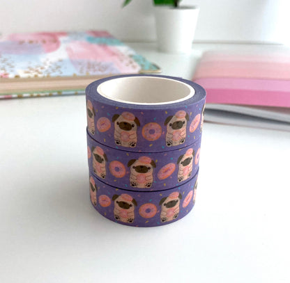 Donut Pug Washi Tape - Dog Lover Gift