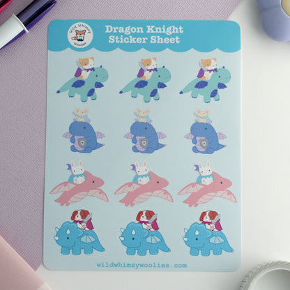 Dragon Knight Sticker Sheet - Fantasy Vinyl Sticker