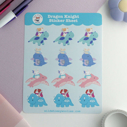 Dragon Knight Sticker Sheet - Fantasy Vinyl Sticker