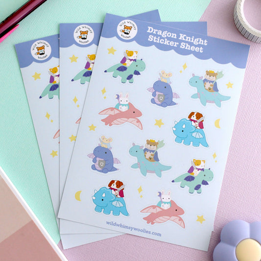 Dragon Knight Sticker Sheet - Fantasy Vinyl Sticker