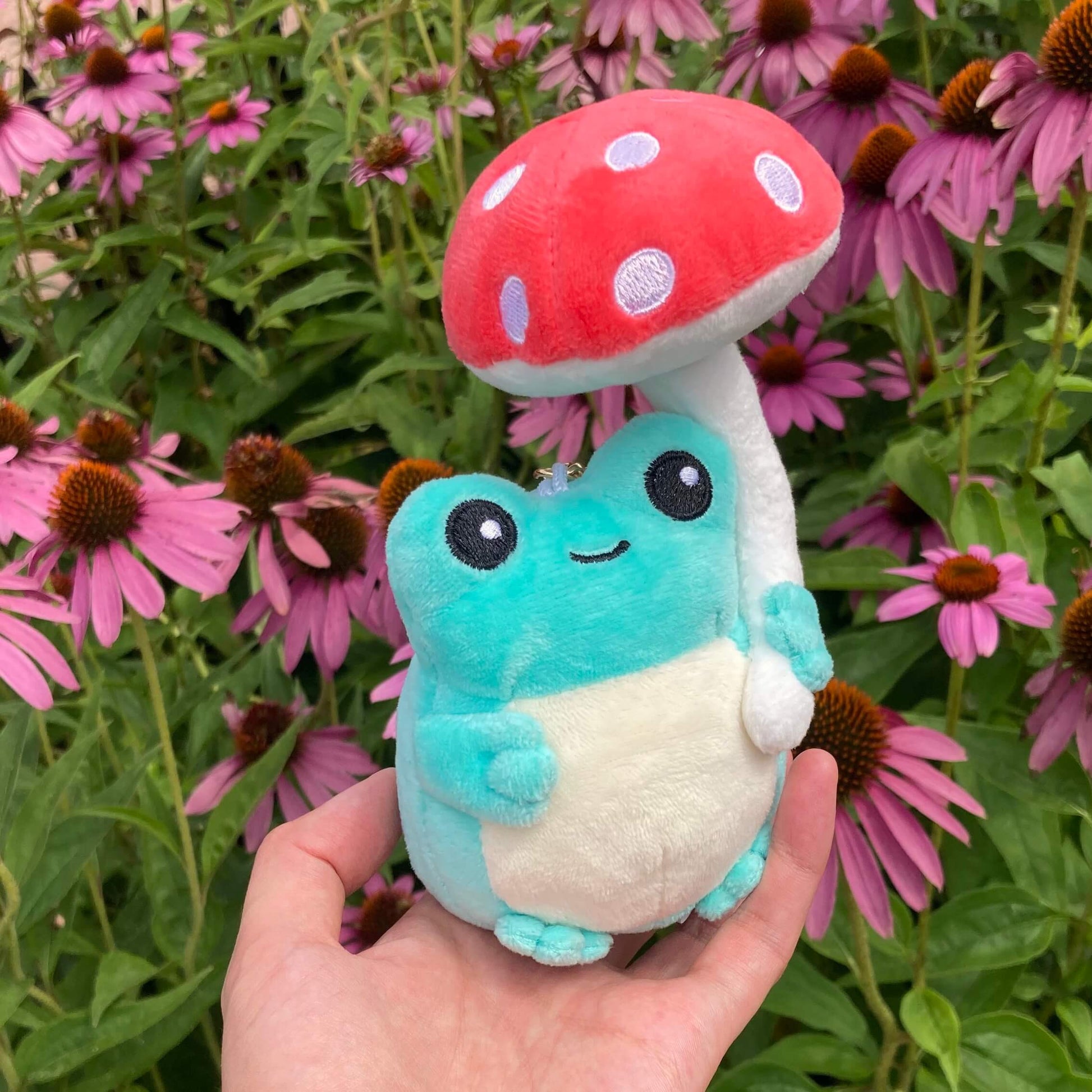 Wild Whimsy Woolies Mushroom Frog Plush Keychain