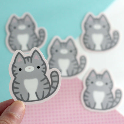 Grey tabby Cat Vinyl Sticker
