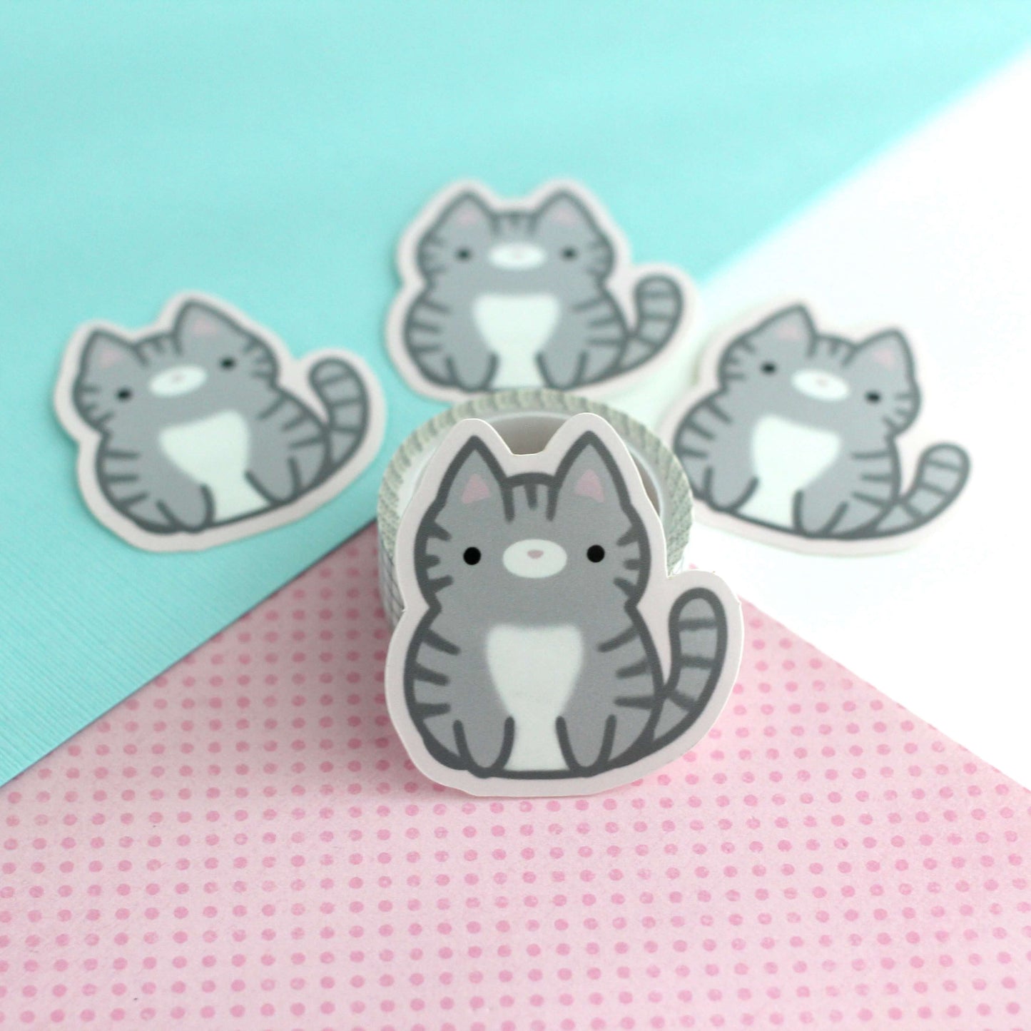 Grey tabby Cat Vinyl Sticker