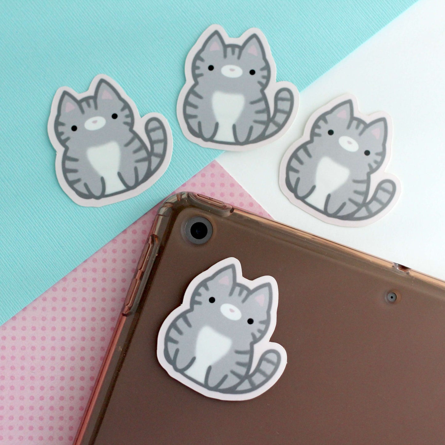 Grey tabby Cat Vinyl Sticker