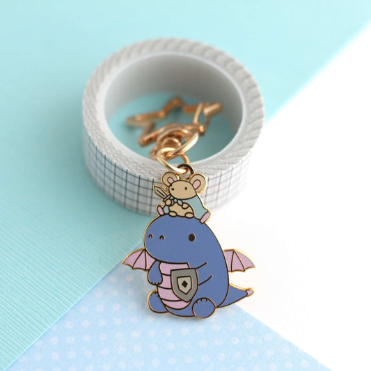 Mouse and Dragon Knight Enamel Keychain (Purple)