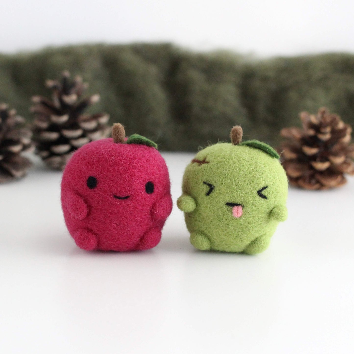 Needle Felted Red Apple Ornament