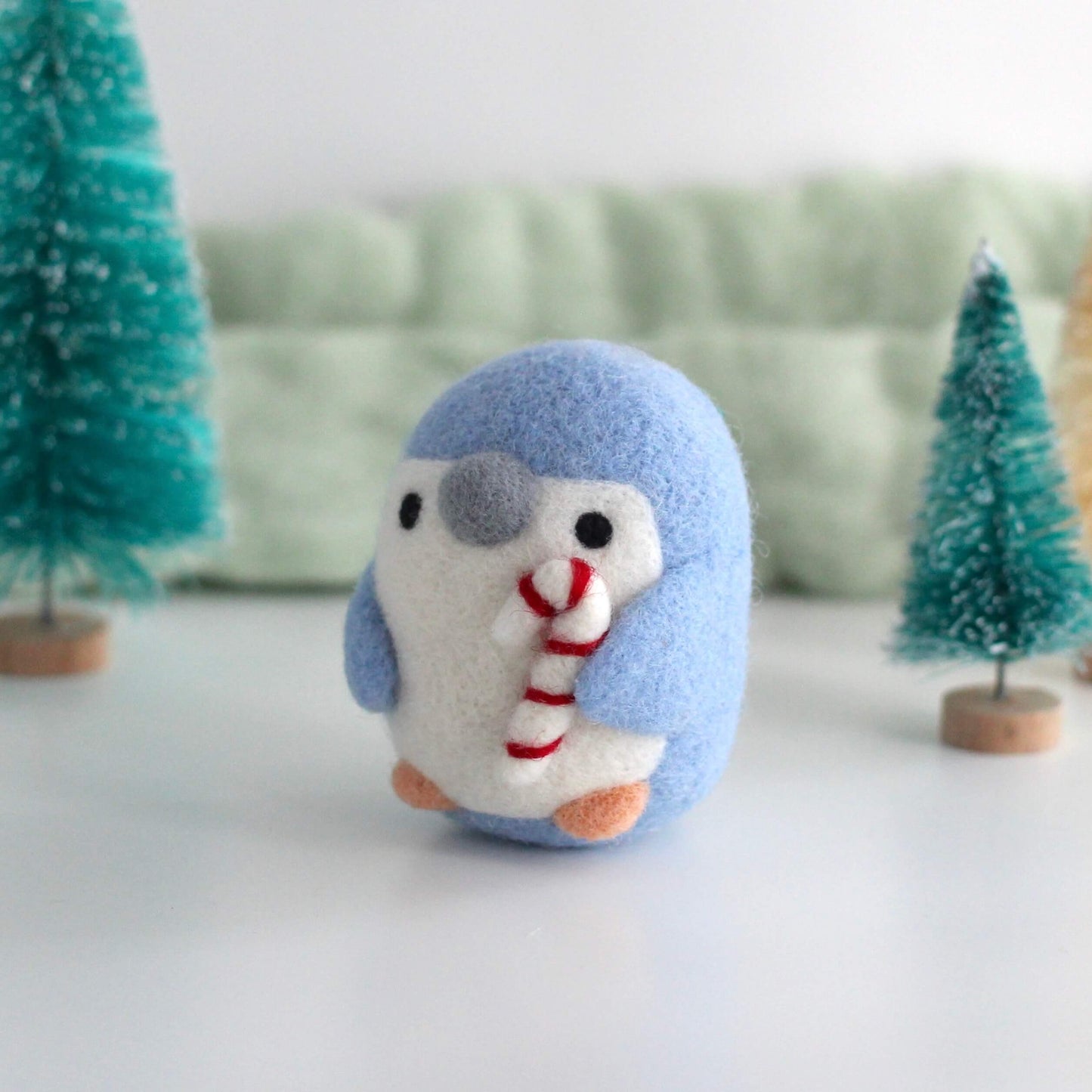 Needle Felted Penguin with Candy Cane