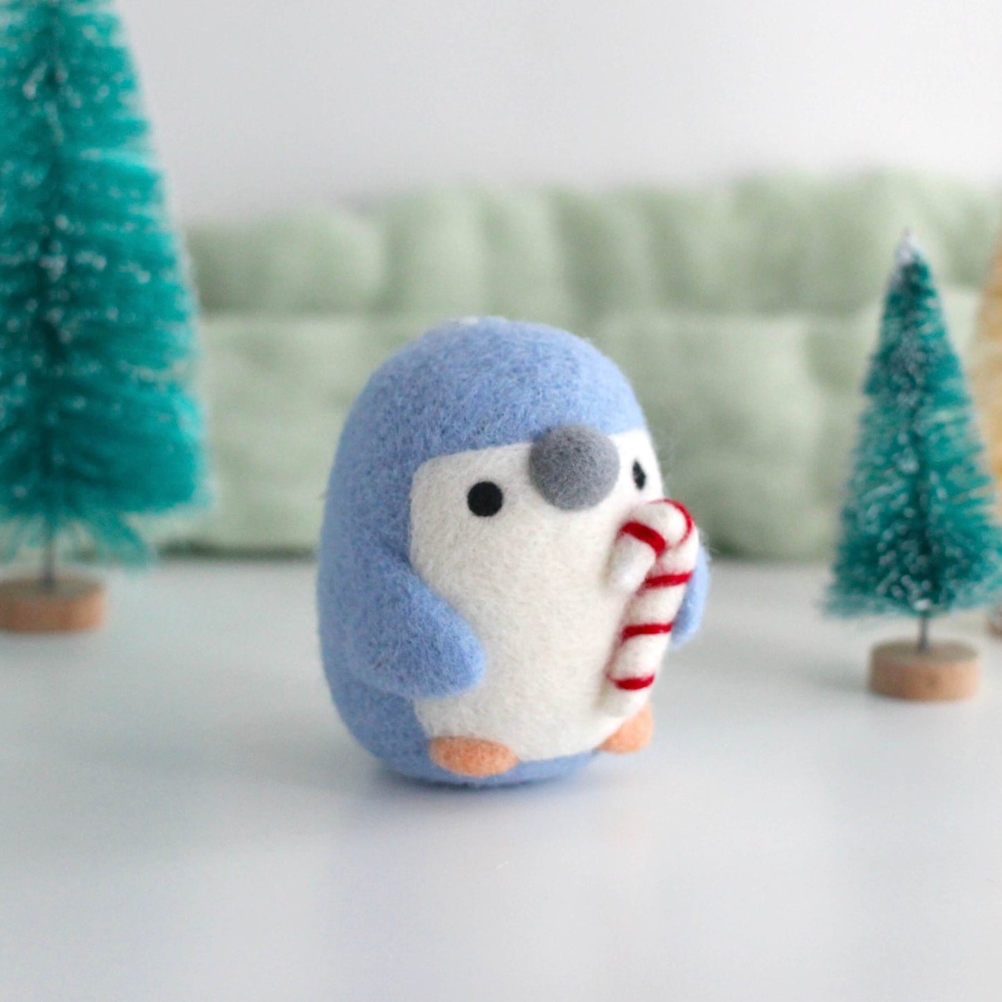 Needle Felted Penguin with Candy Cane
