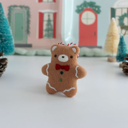 Needle Felted Gingerbread Bear Ornament