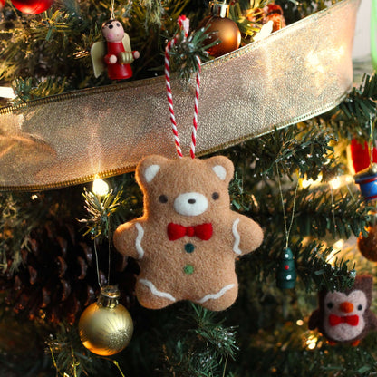 Needle Felted Gingerbread Bear Ornament