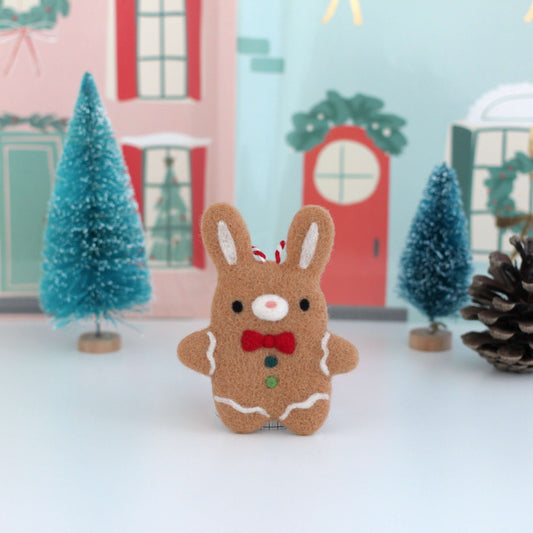 Needle Felted Gingerbread Bunny Ornament