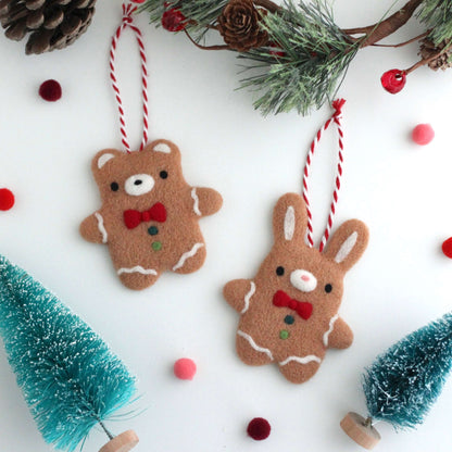 Needle Felted Gingerbread Bunny Ornament