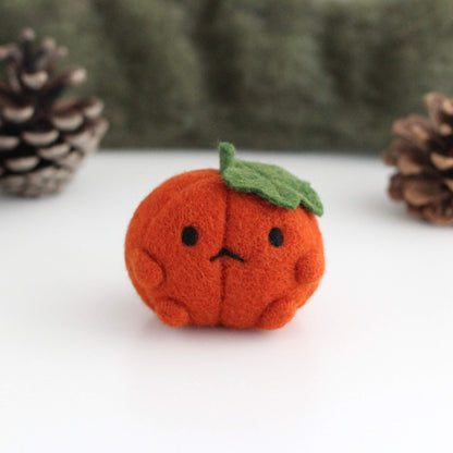 Needle Felted Grumpy Pumpkin