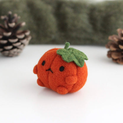 Needle Felted Grumpy Pumpkin