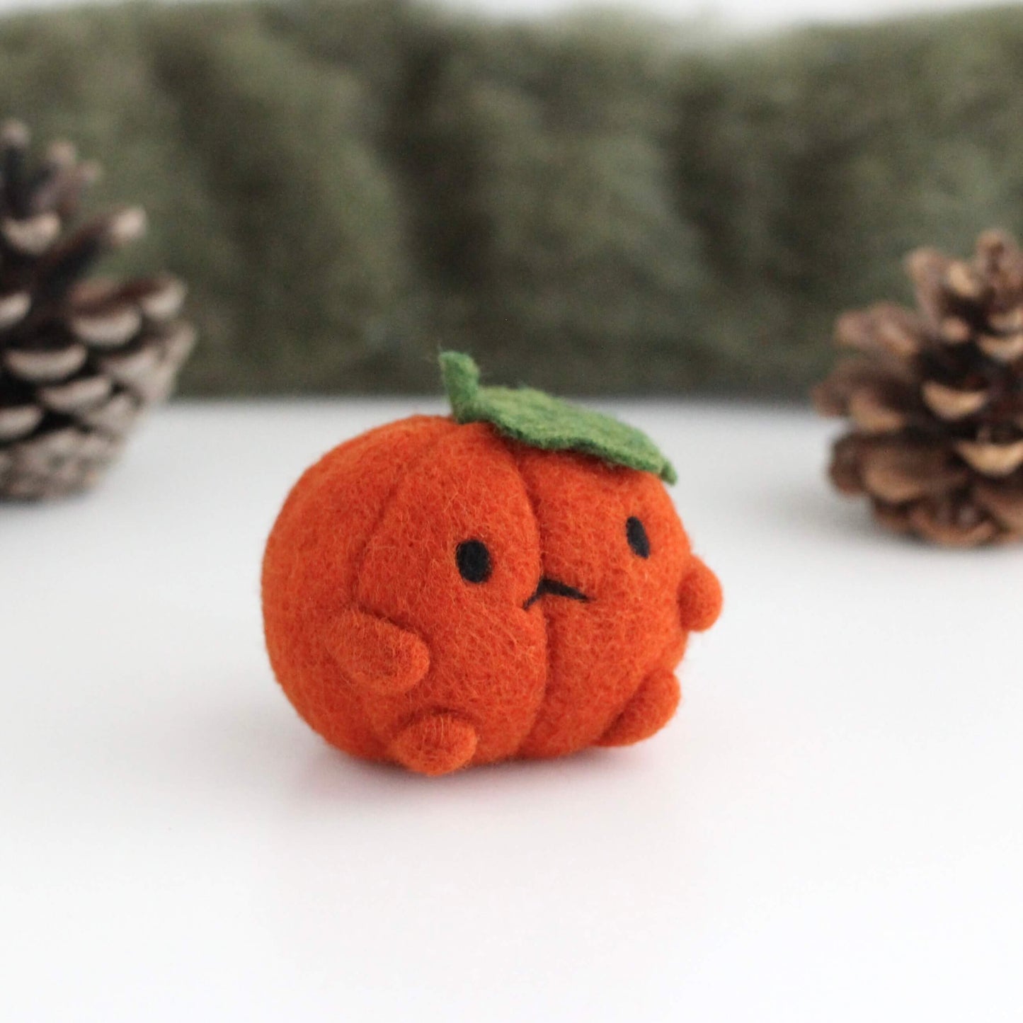 Needle Felted Grumpy Pumpkin