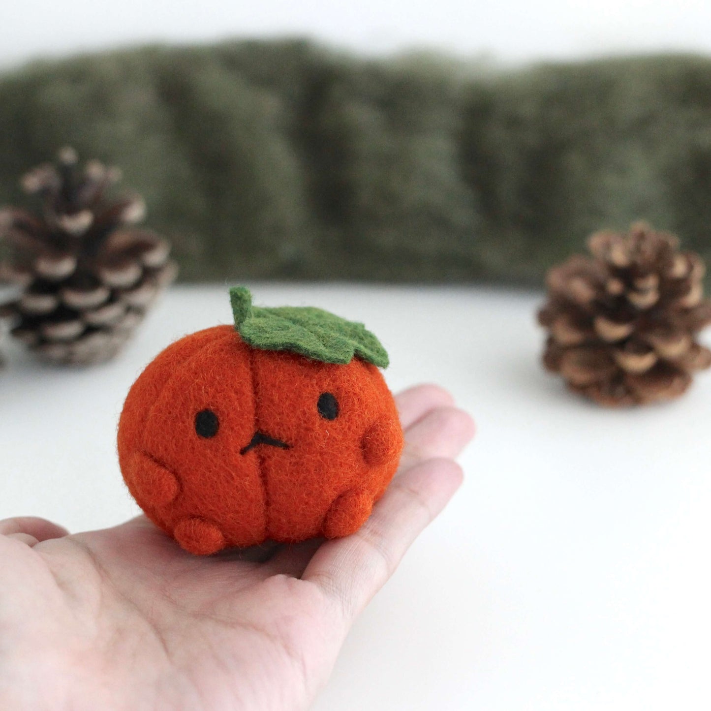 Needle Felted Grumpy Pumpkin