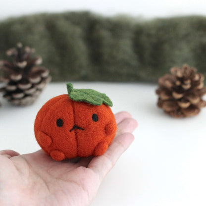 Needle Felted Grumpy Pumpkin