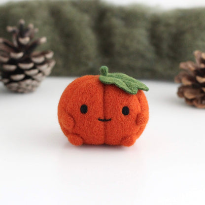Needle Felted Happy Pumpkin