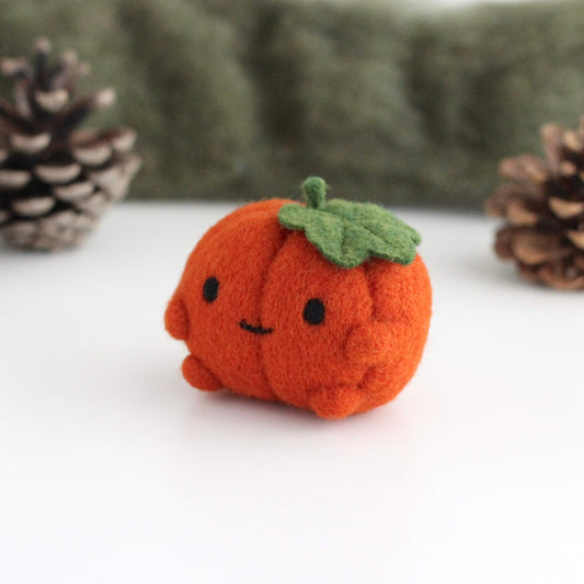 Needle Felted Happy Pumpkin