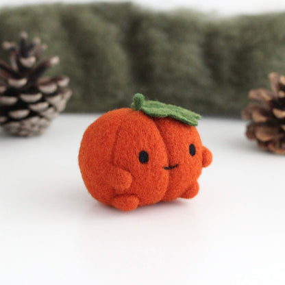 Needle Felted Happy Pumpkin