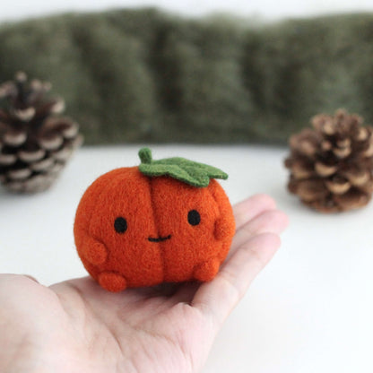 Needle Felted Happy Pumpkin